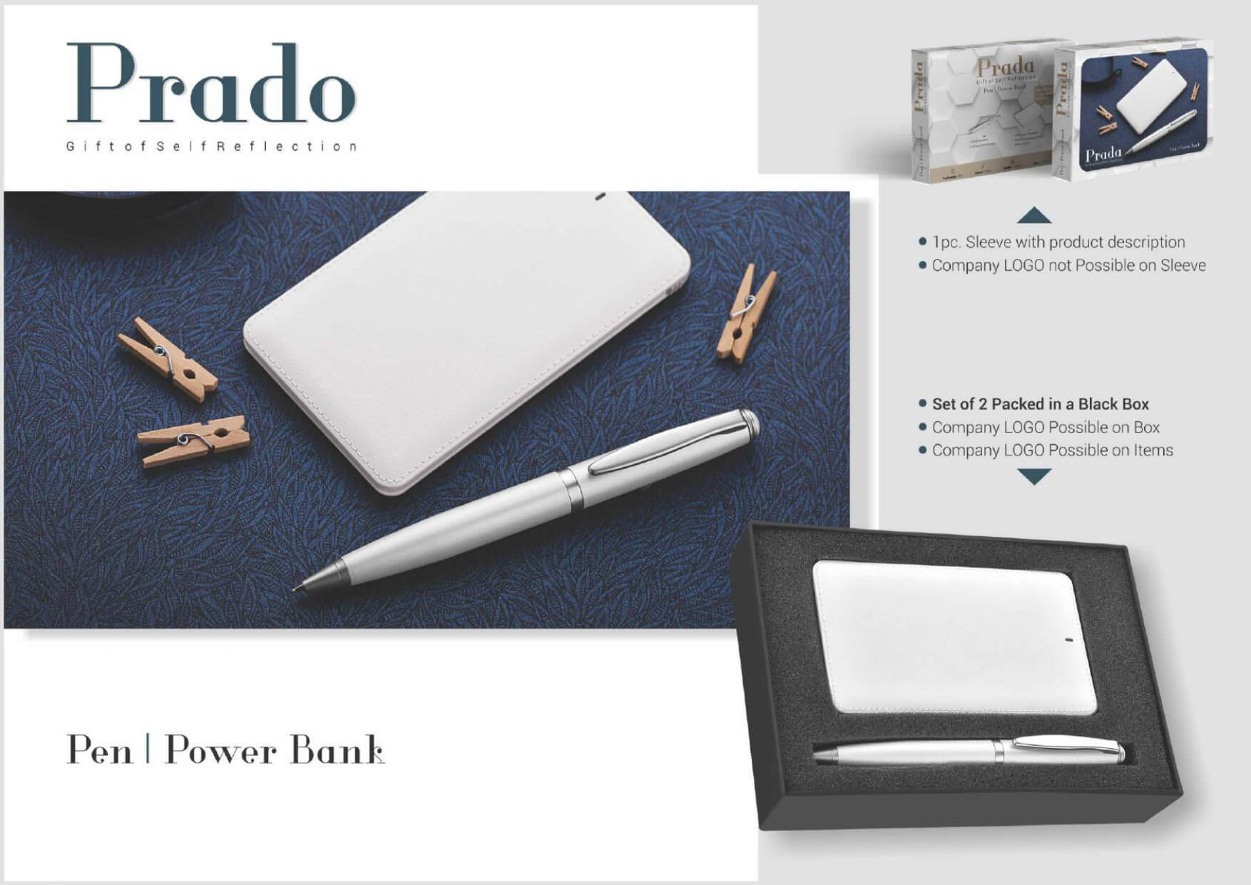 Power Bank 5000 Card and Pen Set 2 in 1 Prado